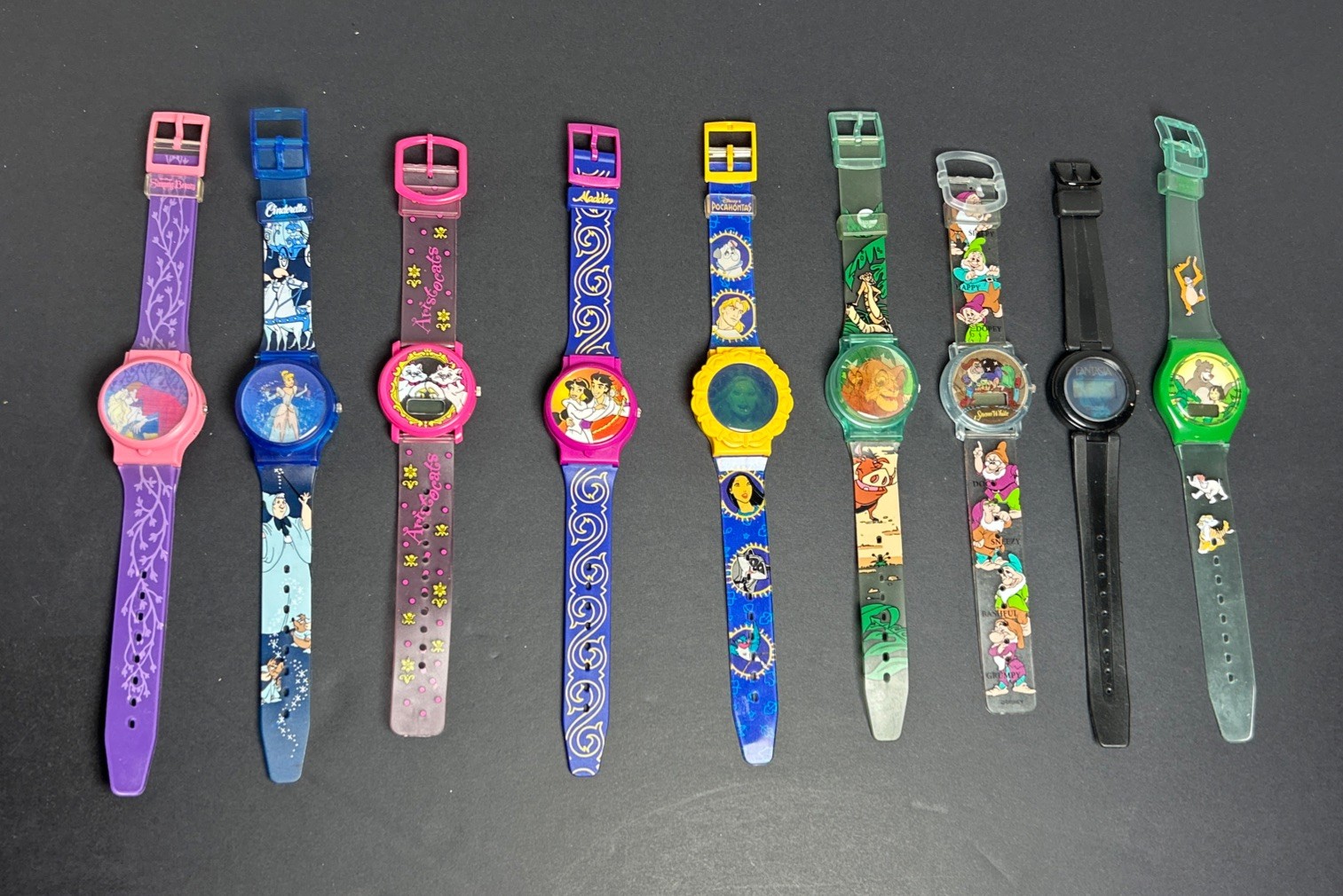Vintage Disney Watch Lot 9 Watches Holographic Flip Top Digital Not Tested