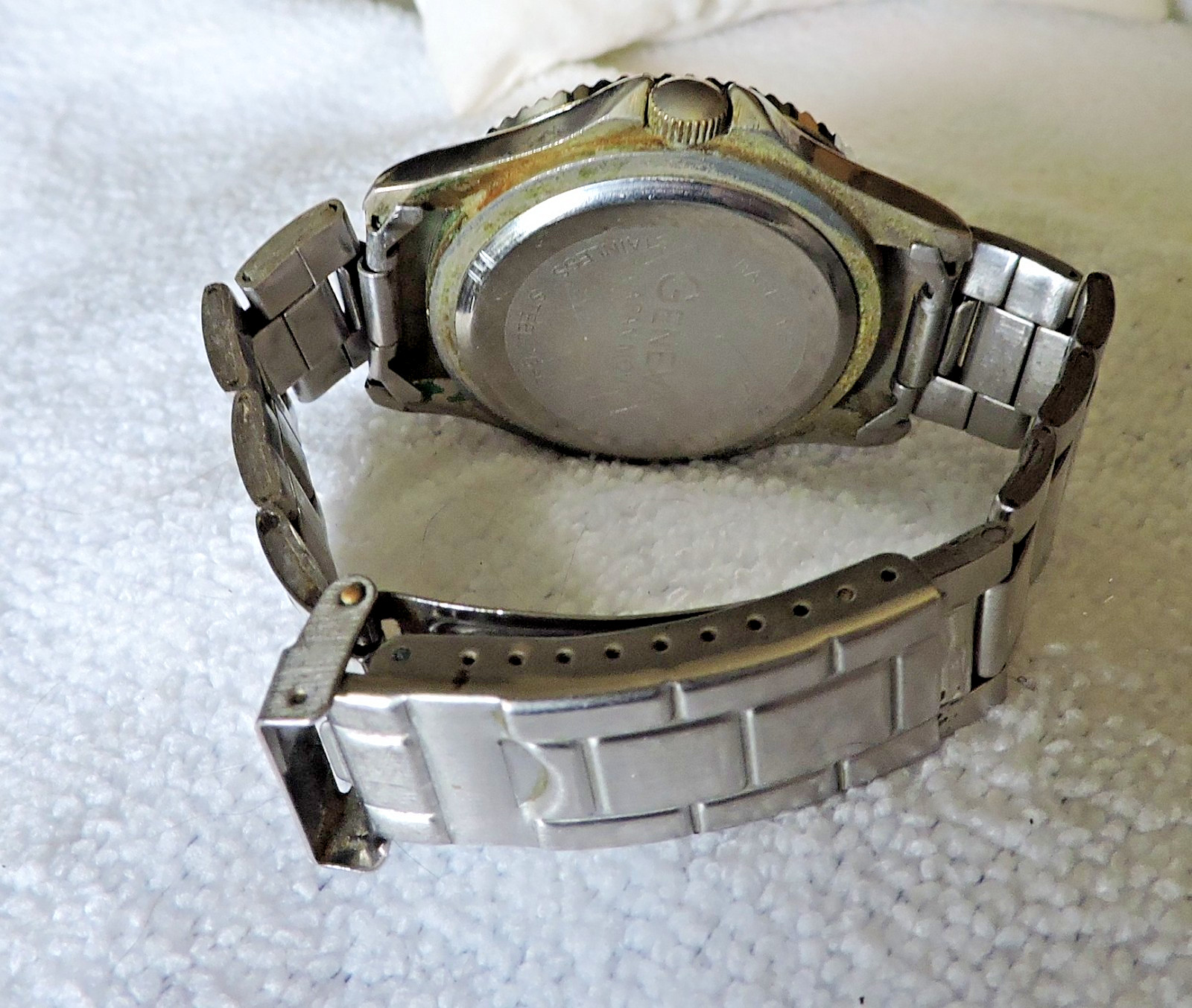 Geneva Mens Black Face Watch Diving Date water resistant