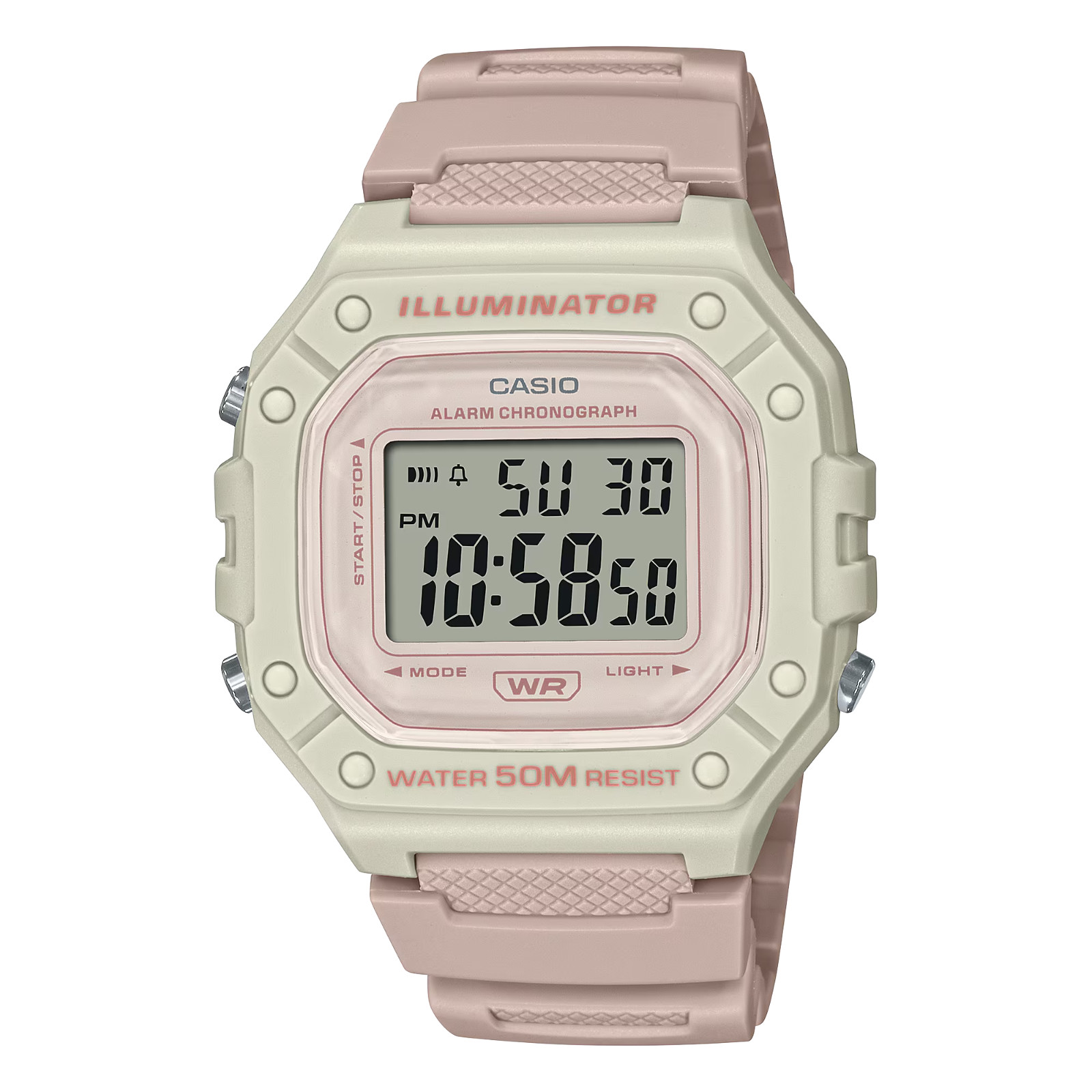 Casio W-218HC-4A2V Pink Digital Watch LED Backlight Alarm Stopwatch 50M Resin