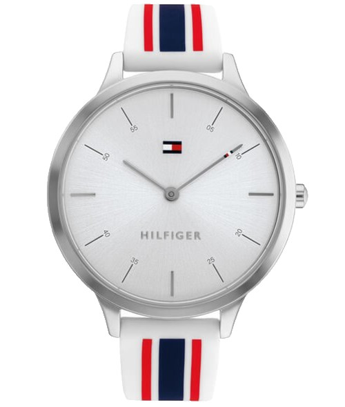 TOMMY HILFIGER 1782498 SILVER DIAL MULTICOLOR SILICONE STRAP 40MM WOMENS WATCH