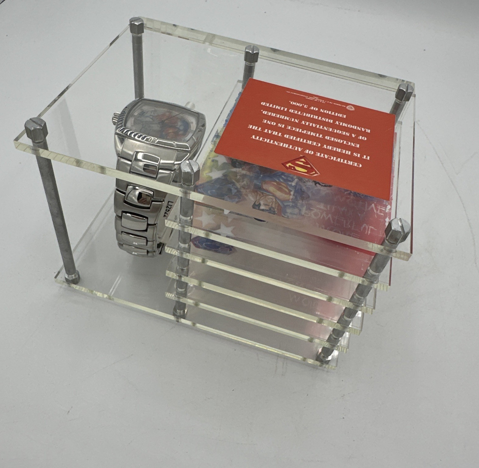 Fossil Superman Watch & Acrylic Case NIB Limited 2376 of 3000 Never Worn