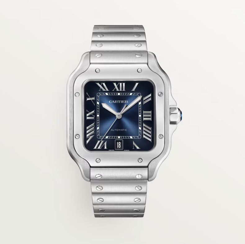 2025 Cartier Santos Blue Dial Large Size WSSA0071 Unworn Complete Set