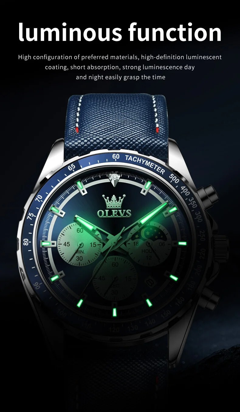 Waterproof Quartz OLEVS Watch Men’s Luxury Luminous Date Men Business Strap