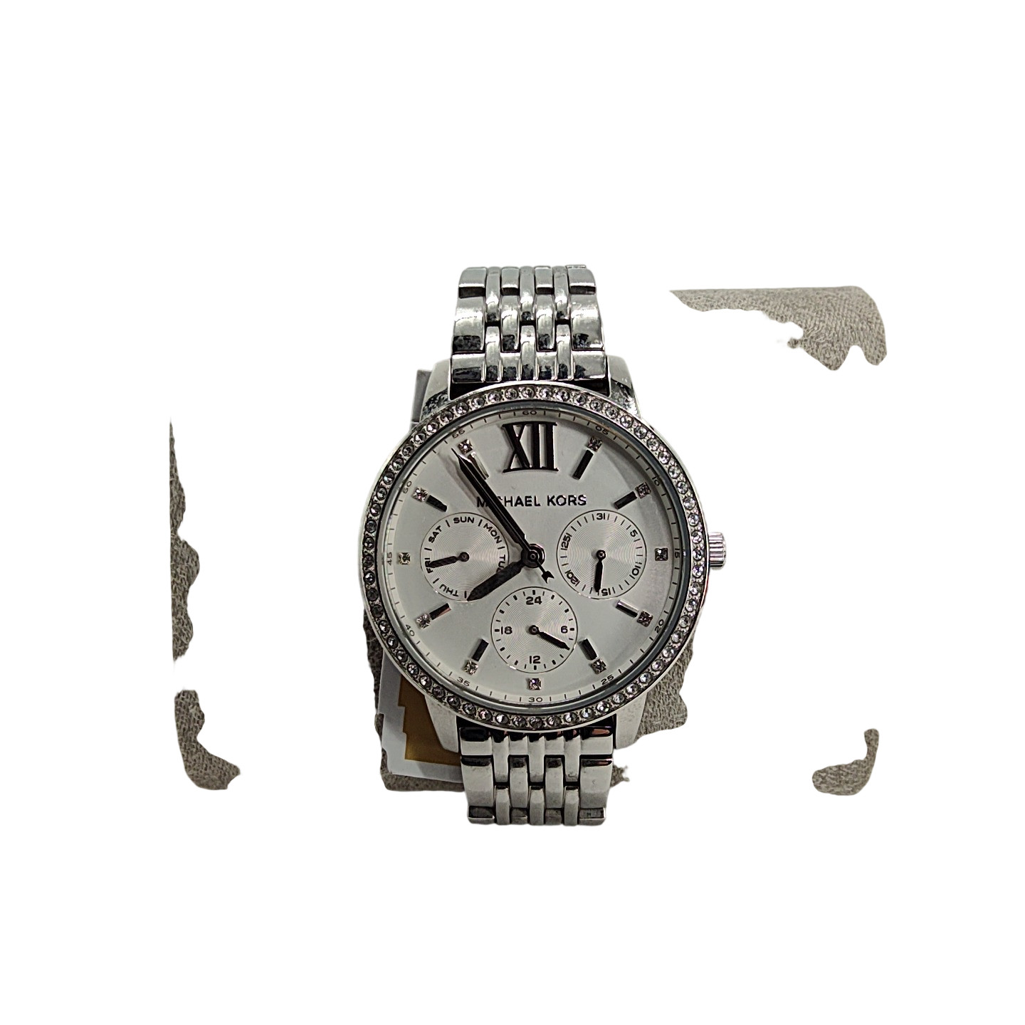 Michael Kors Women Melissa Pavé Silver-Tone Watch Jewelry Silver