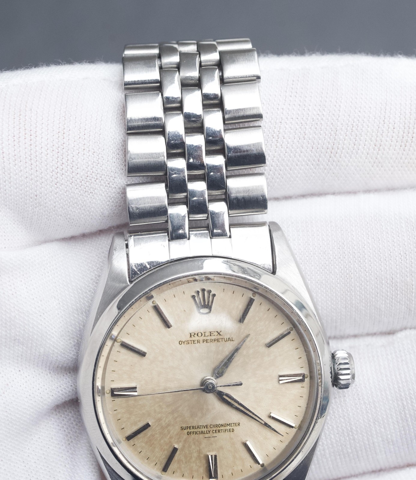 Rolex Oyster Perpetual 1002 Tropical Patina Dial Stainless Steel Automatic Watch