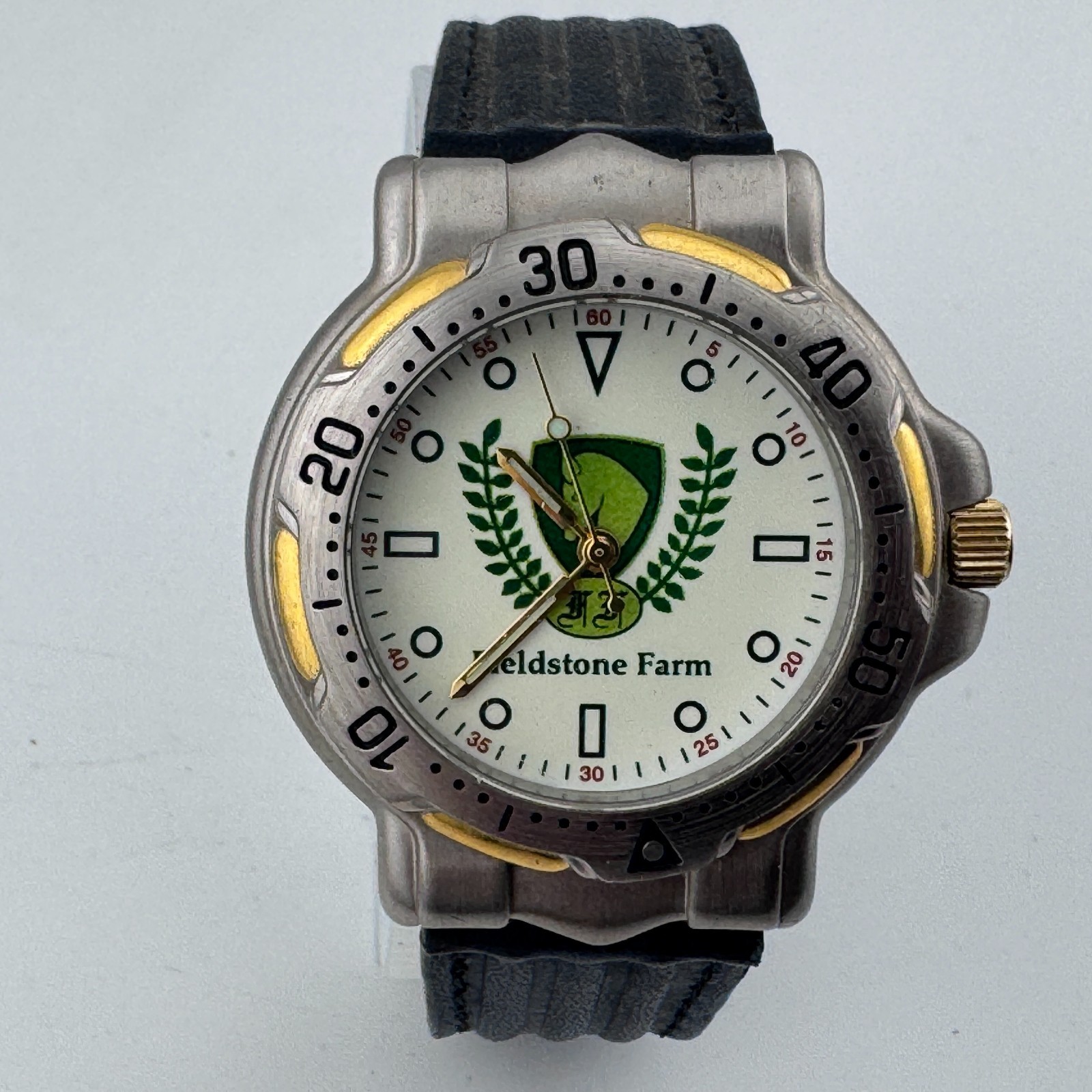 Fieldstone Farm Ocean Star Quartz Watch Men Dual Tone Rotating Bezel New Battery