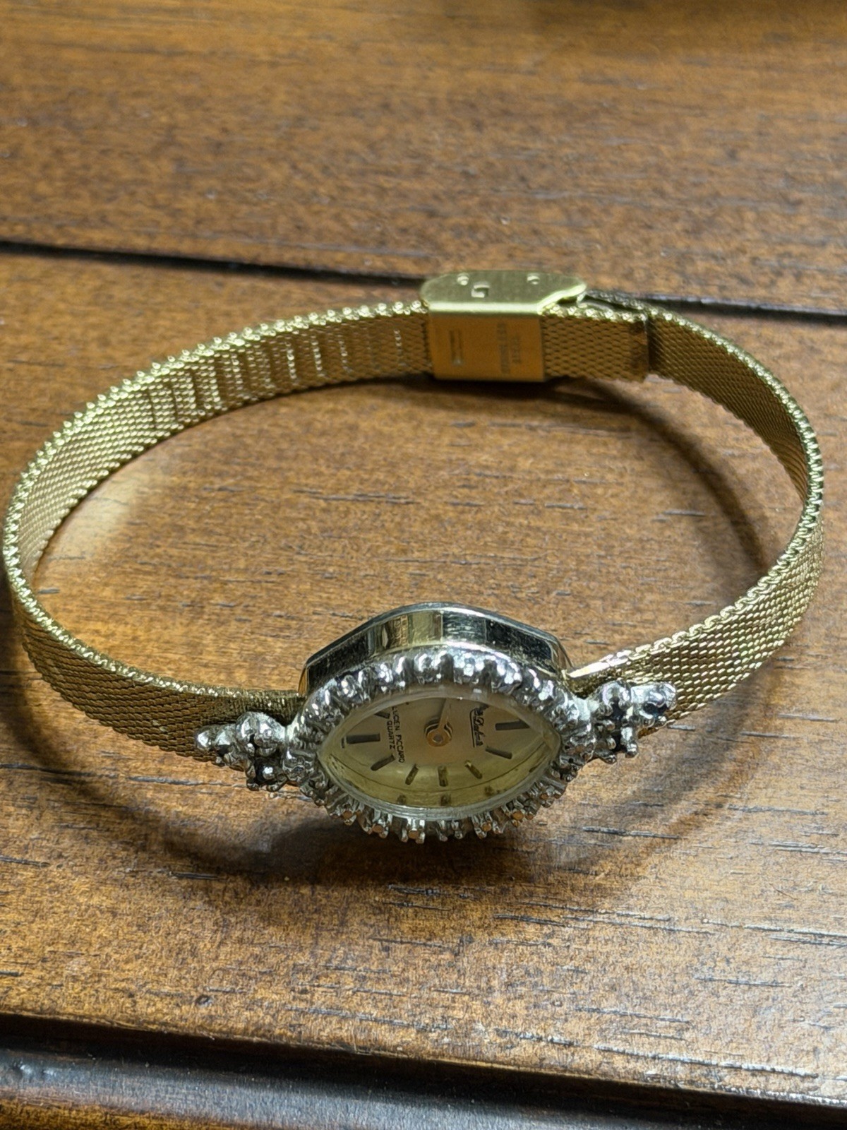 DUFONTE Diamond Sapphire L. Piccard Vintage Women’s Watch Gold Tone Quartz 17 mm
