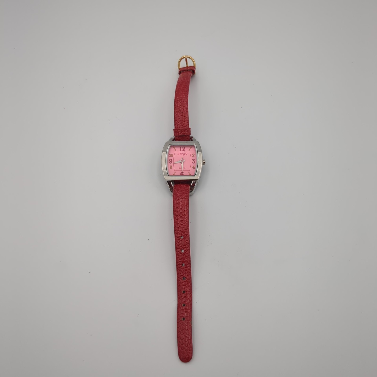 ANNEX Casual Corner Women’s Quartz Watch Red Band Pink Tonneau Dial 01783