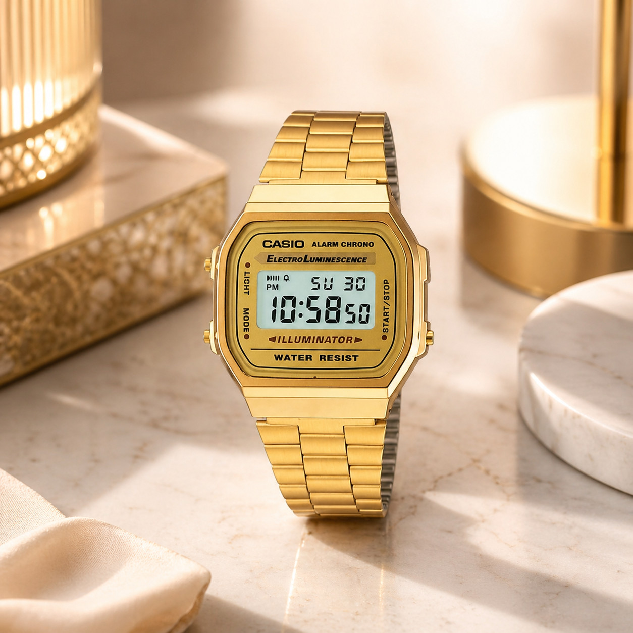 Casio A168WG-9W Digital Watch All Gold Retro Vintage Classic Style New