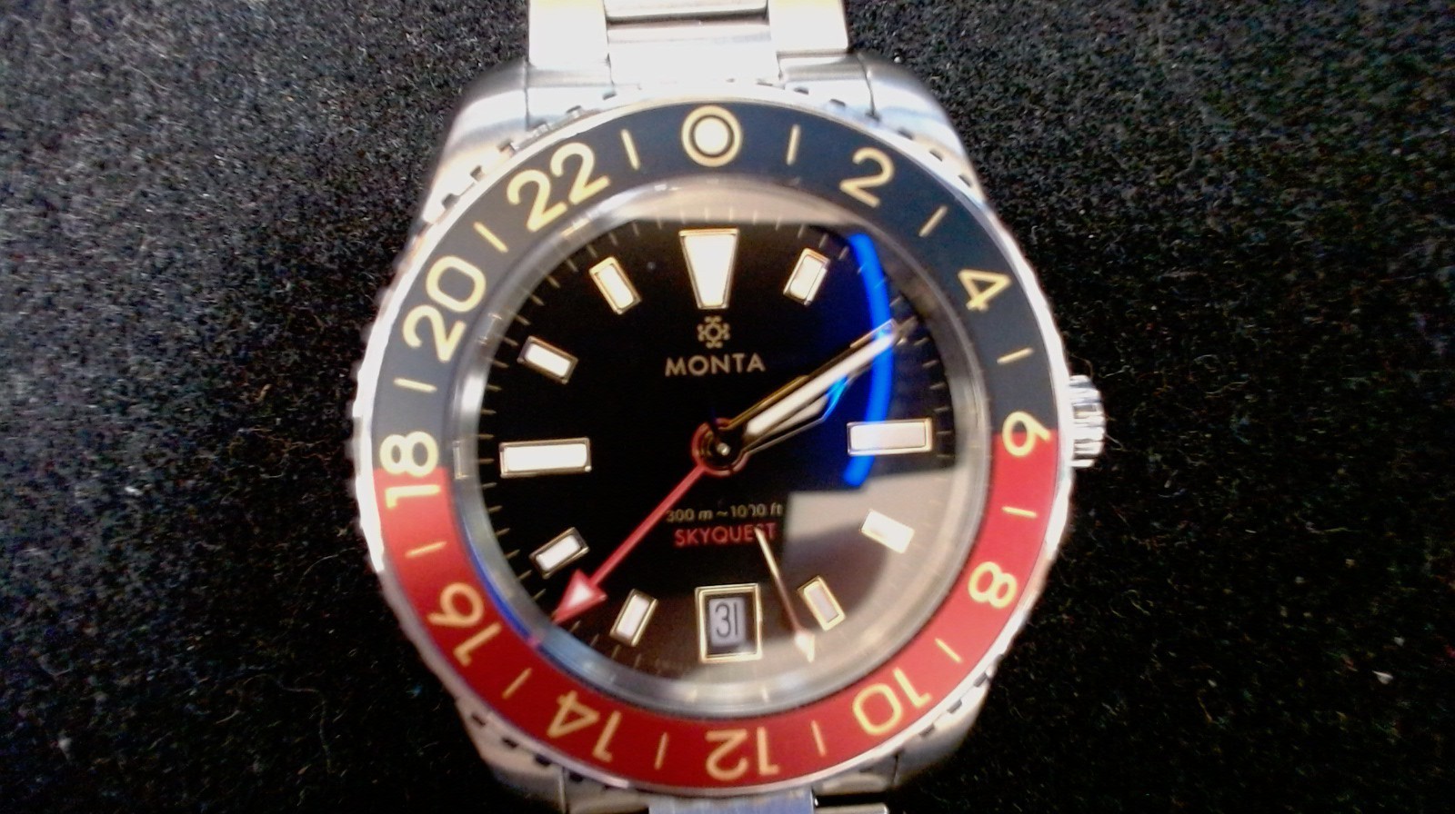 Monta Skyquest 2023 Mens Automatic Pepsi Bezel 165BK60CK w/Boxes Runs Nice