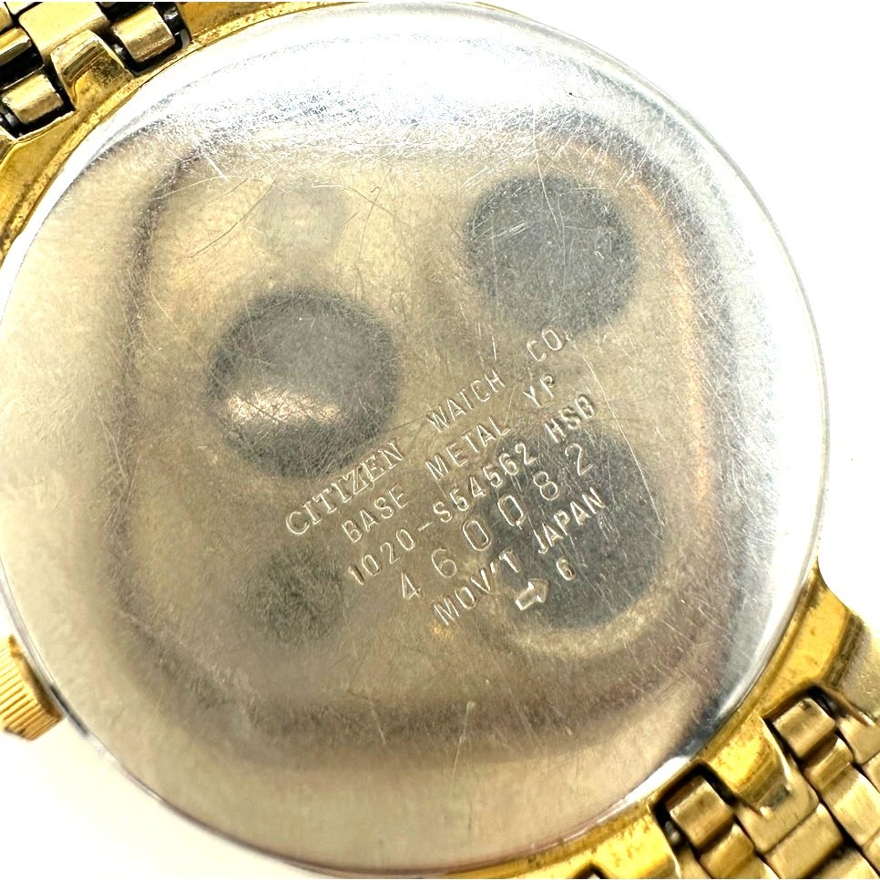 Citizen vintage 1020-954562 Quartz gold black round dial stainless steel watch