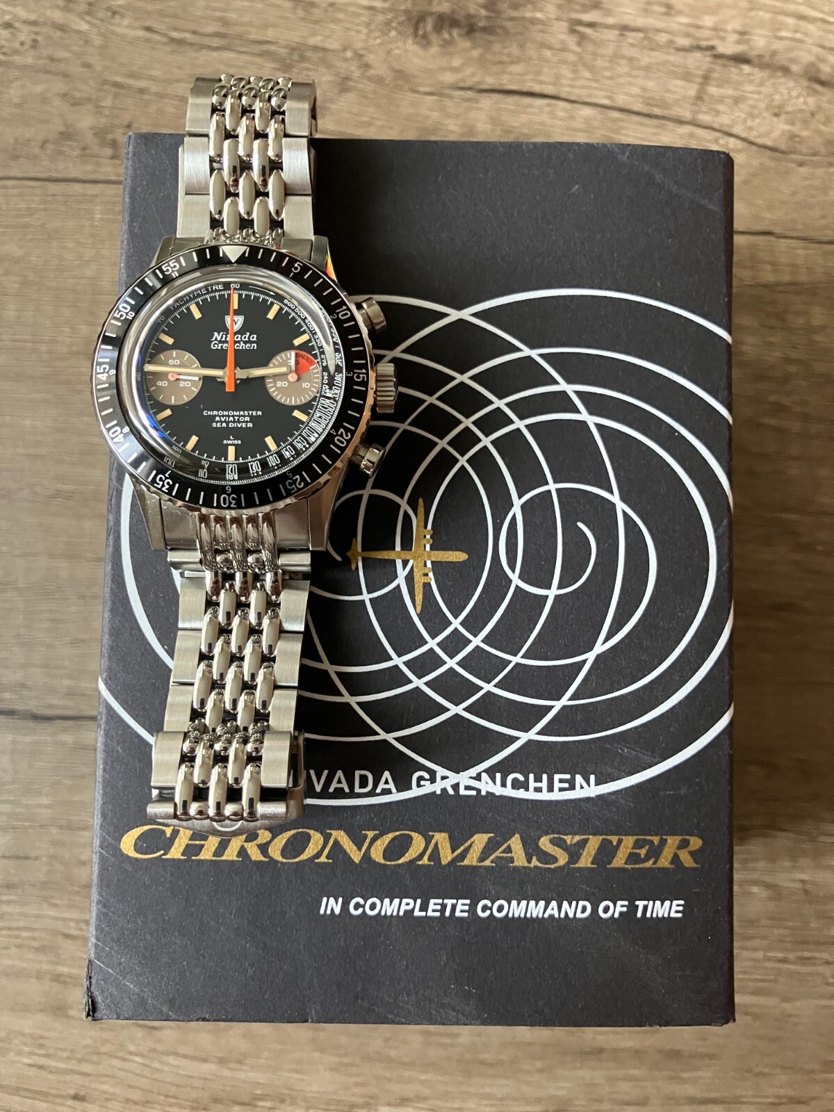 Nivada Grenchen White Orange Boy Manual Chronograph Beads of Rice 86012WM04LC