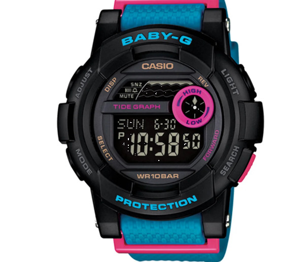 G-SHOCK Baby G Black Blue Hot Pink Women’s Jelly BGD-180-2 watch