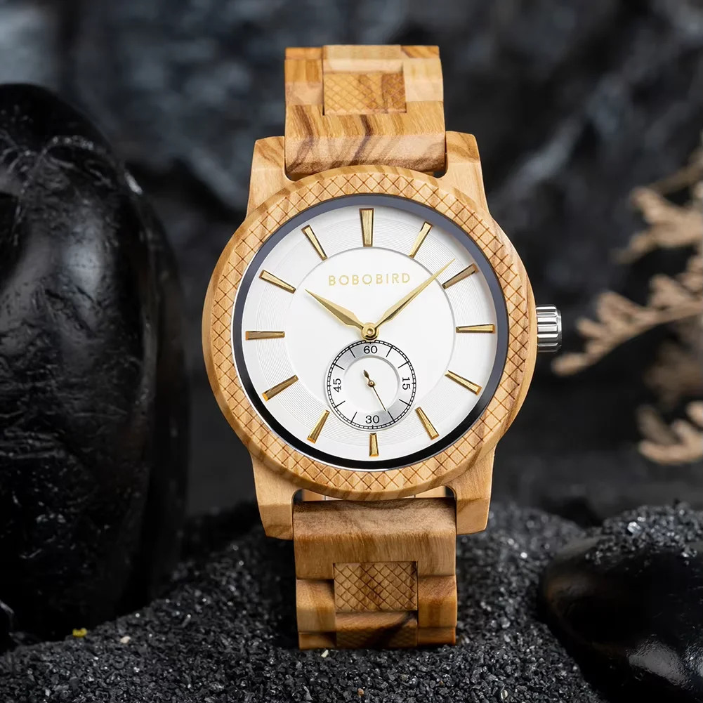 BOBO BIRD Wooden Watch Women’s Navy Blue Quartz Wristwatch Engraved Gift
