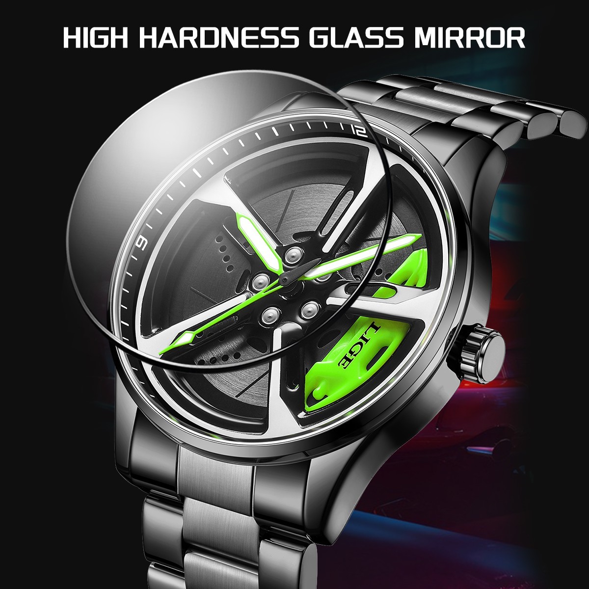 Mens Luxury Stainless Steel Wristwatch Quartz Waterproof Luminous Sports Watches