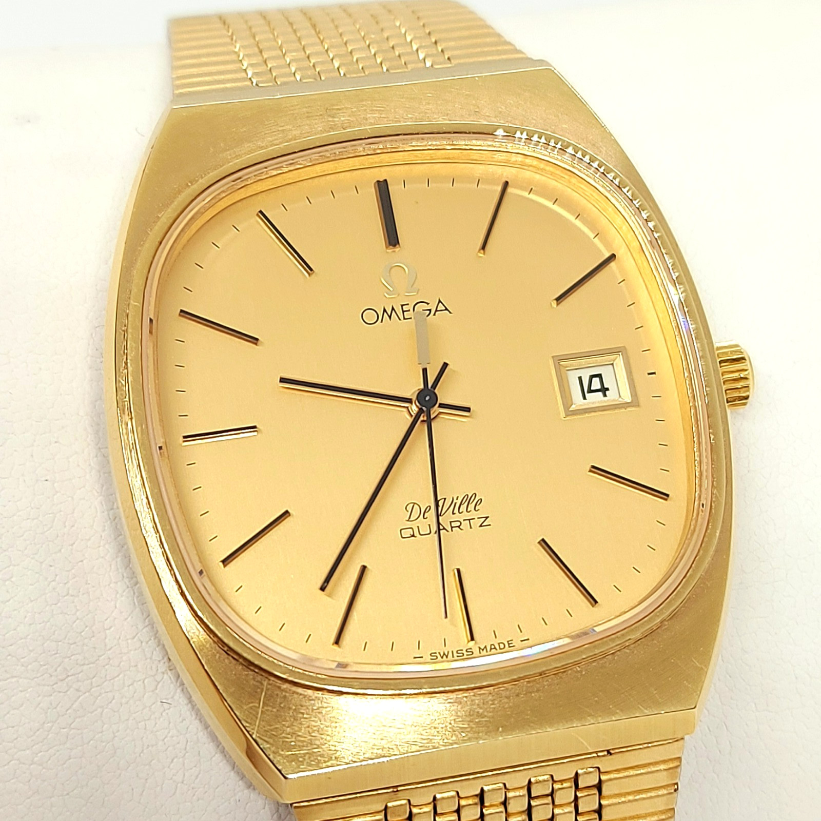 NOS OMEGA De Ville Quartz 1342 Ref.192.0035 Gold Capped Date Vintage Men’s Watch