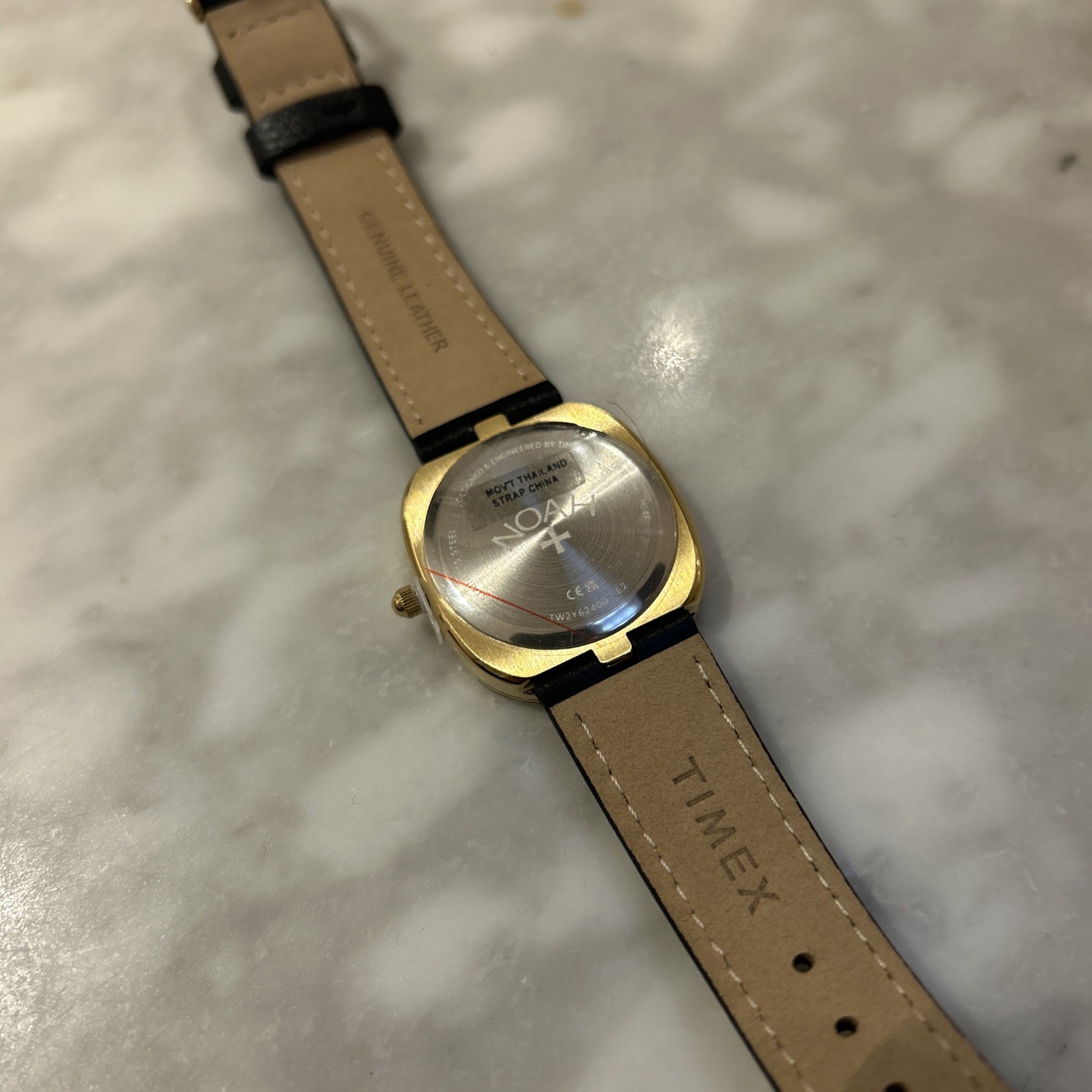 Timex X Noah Oval Moon Phase Black Leather Strap Gold Stainless Steel Case