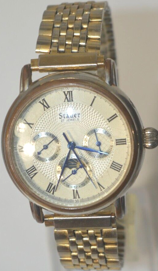 Stauer 20193 Men’s 27 Jewels SKELETON Automatic watch Runs good GUARANTEED