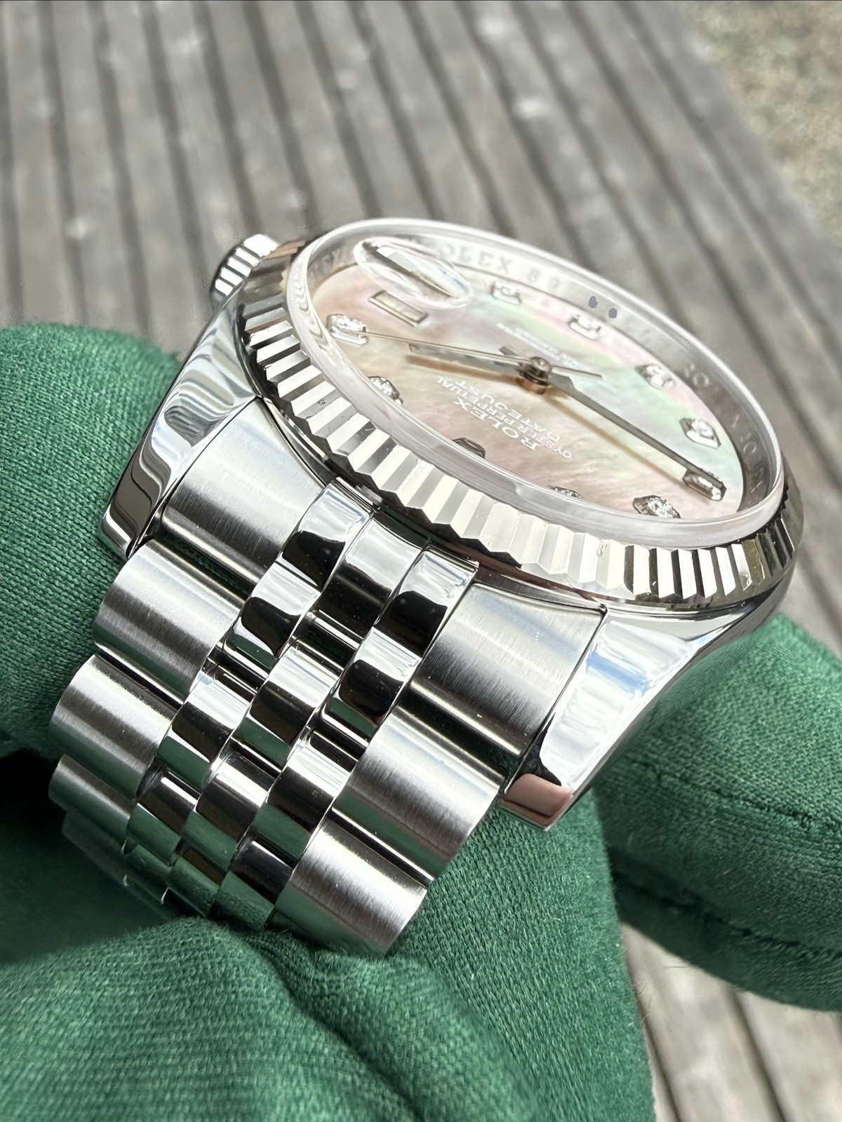 2011 Rolex Datejust 36mm Steel Jubilee Factory Diamond Tahitian MOP Dial 116234