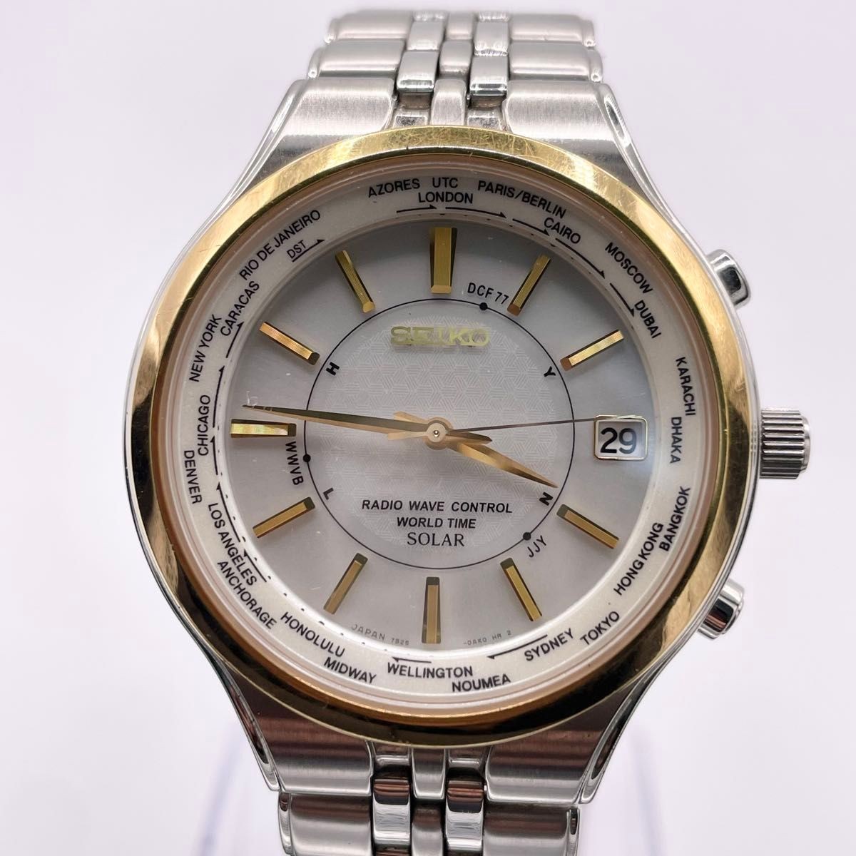 Seiko Dolce World Time Radio Controlled Solar Men’s Watch Gold White
