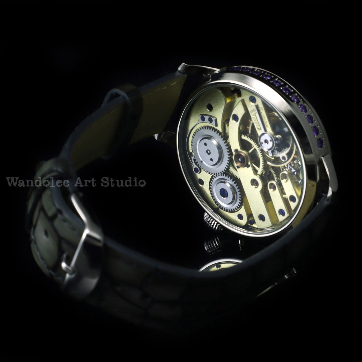 Vintage Mens Wristwatch: Hand Painted Dial, Jeweled Case, Swiss 1890 Movement