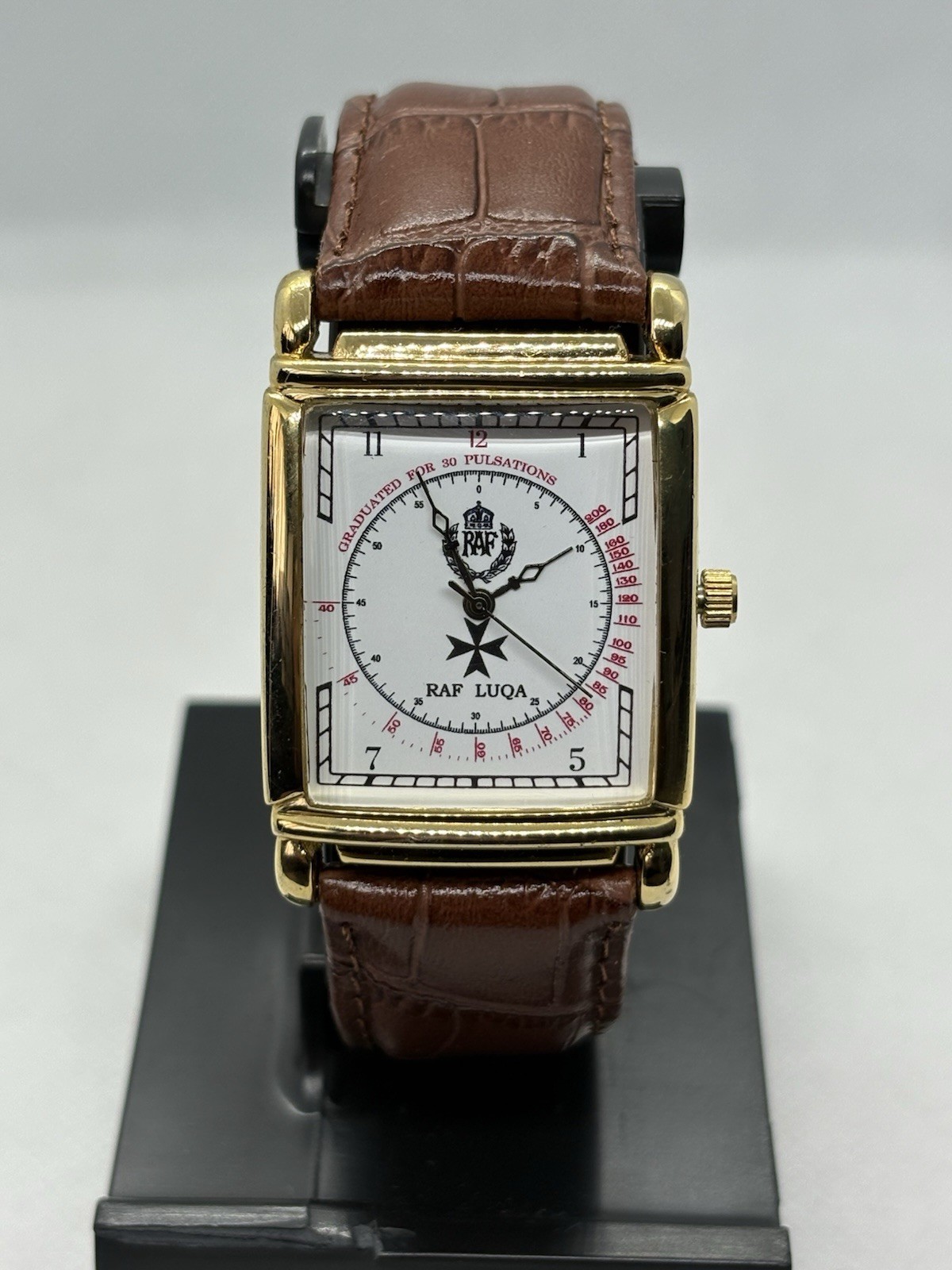 Royal Air Force RAF Luqa Malta WW2 Homage Pulsations Dial Gold Tone Watch