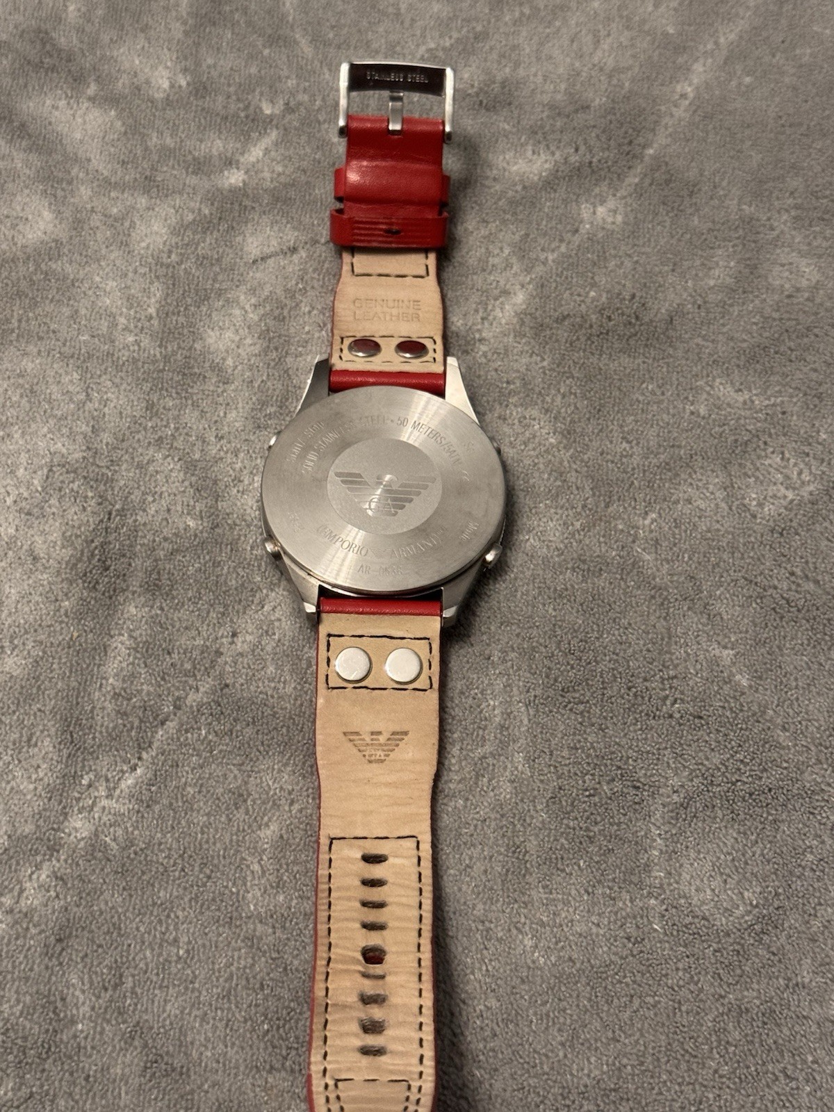 Emporio Armani (PRODUCT)RED Digital Watch AR-0538 Red Leather Strap – Working