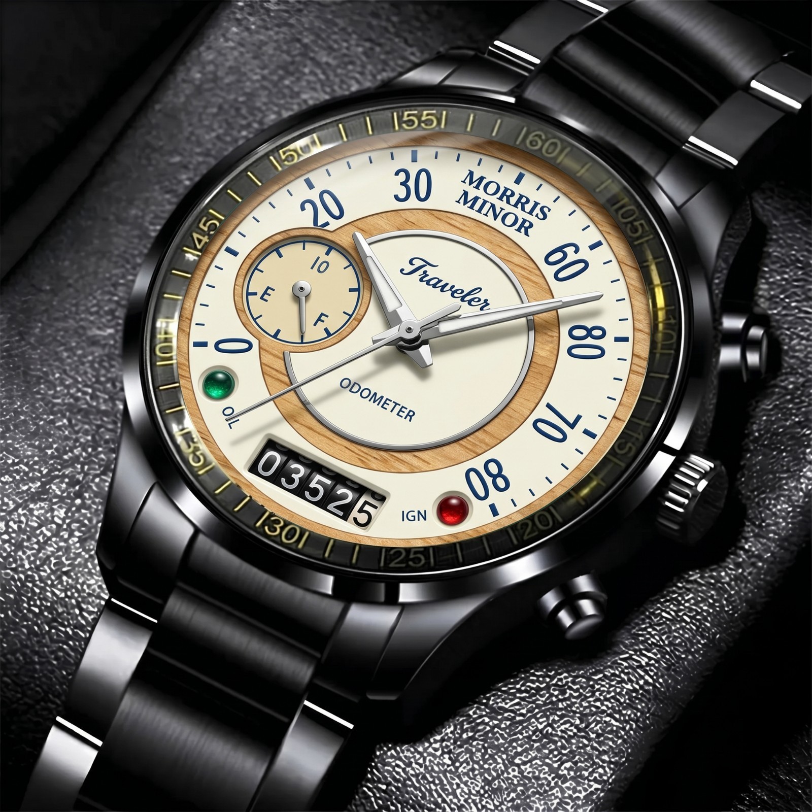 Personalized Morris Minor Traveler Speedometer Stainless Steel Watch Gift