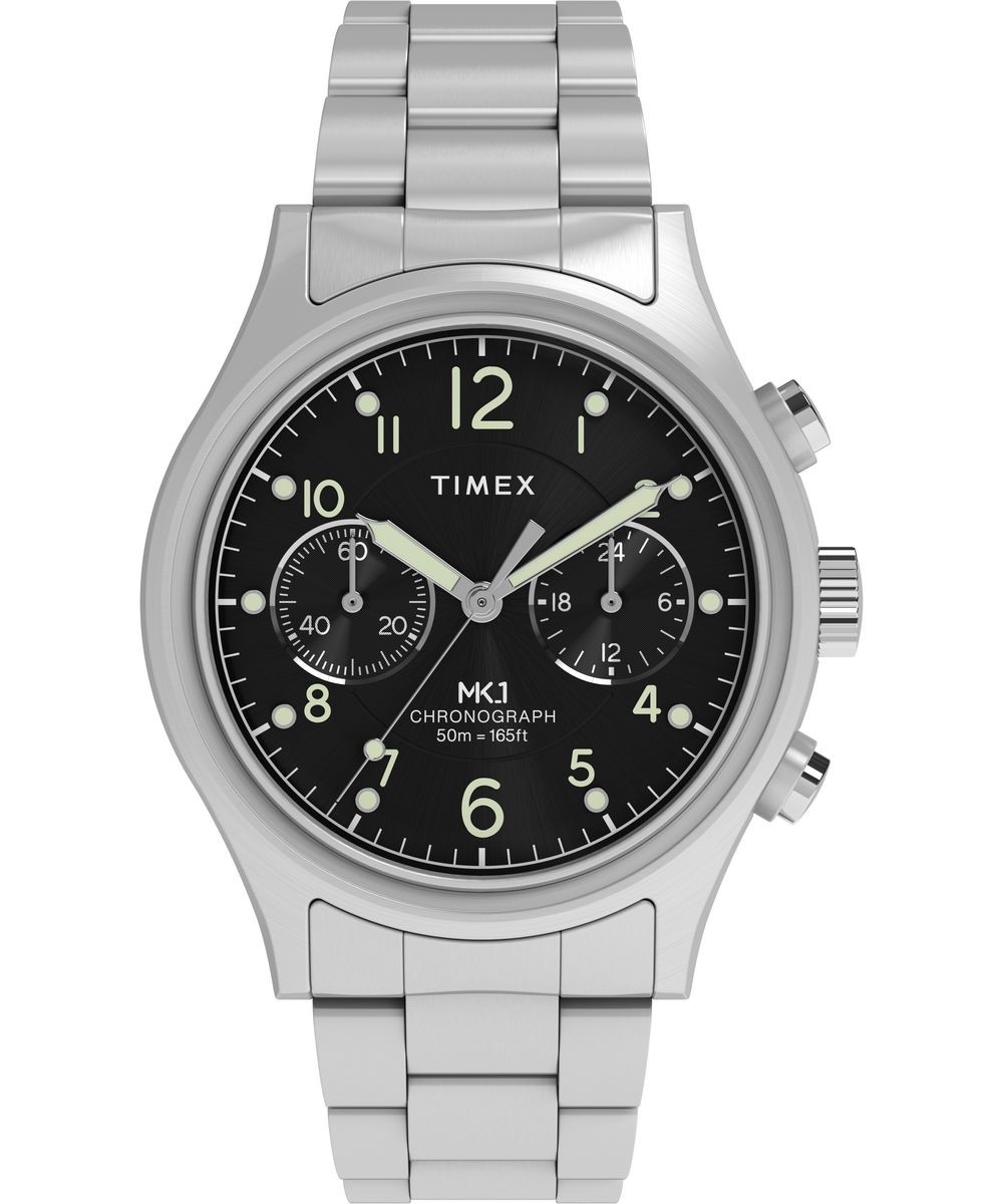 Timex Silver Mens Chronograph Watch Military Mk1 TW2Y71000