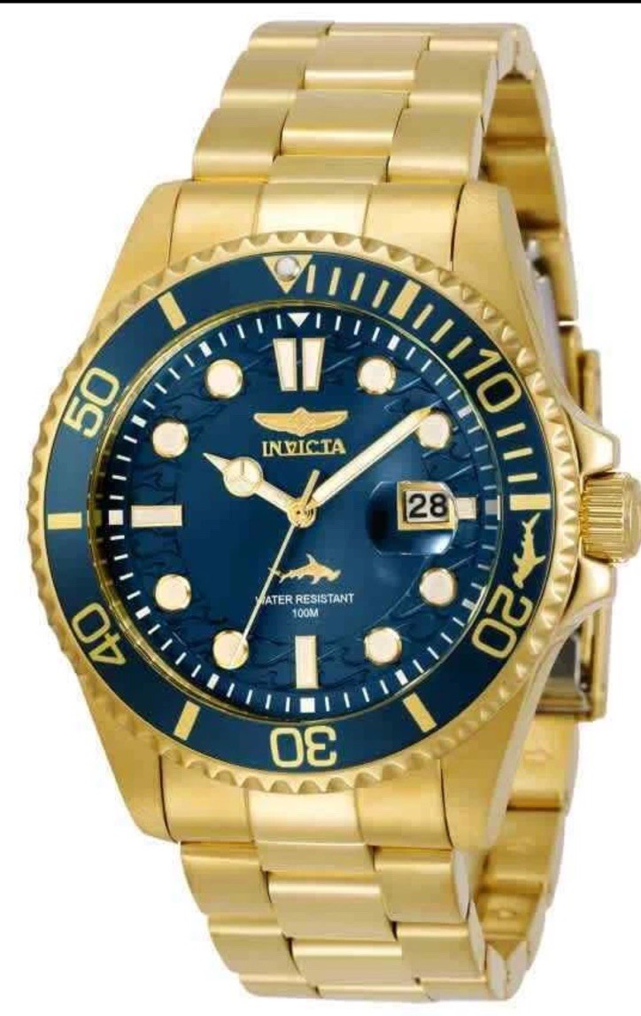 NEW!! Invicta Men’s 43MM Pro Diver Quartz 3 Hand Blue Dial Gold-tone Watch