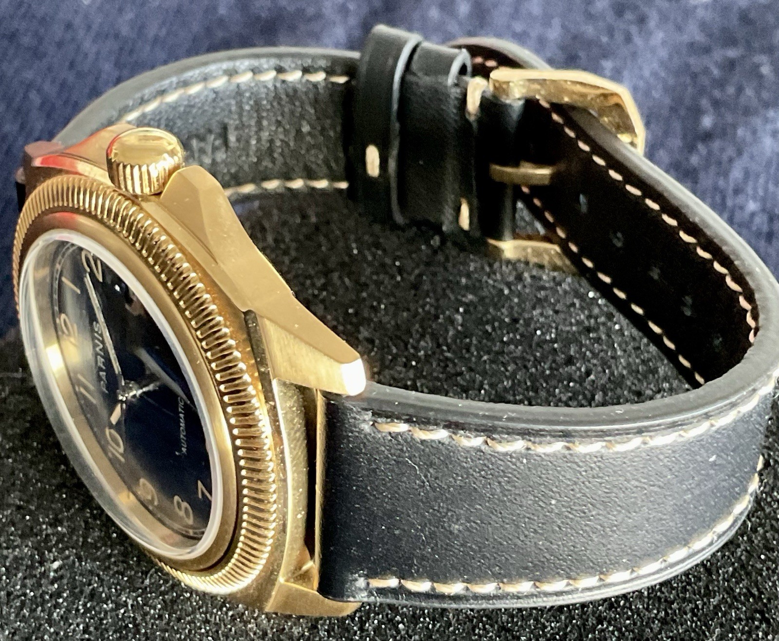 EUC Classic 41mm Black/Gold Automatic Parnis Cushion Case Fluted Bezel Date