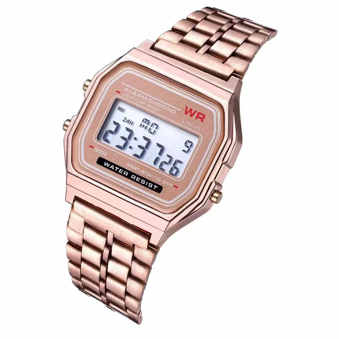 F91W Non-Waterproof Steel Band Watch For Women, Men, Business