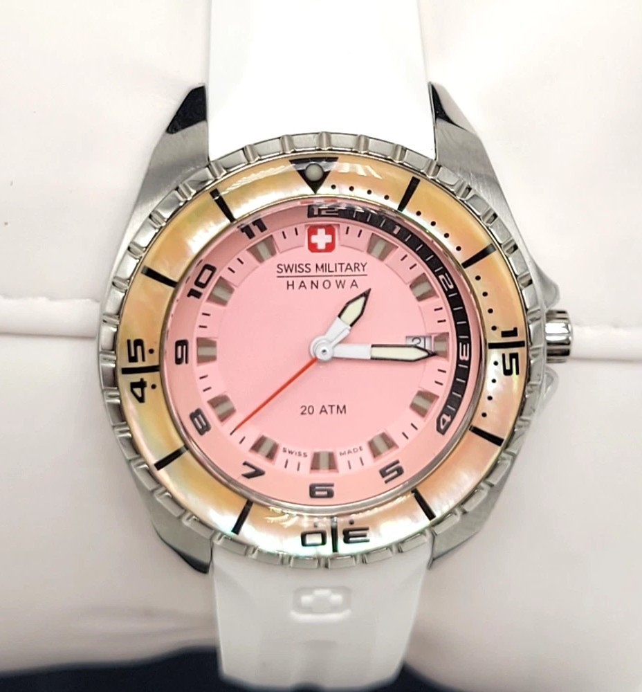 SWISS MILITARY HANOWA 37 mm Women’s Pink White Watch for Parts or Repair