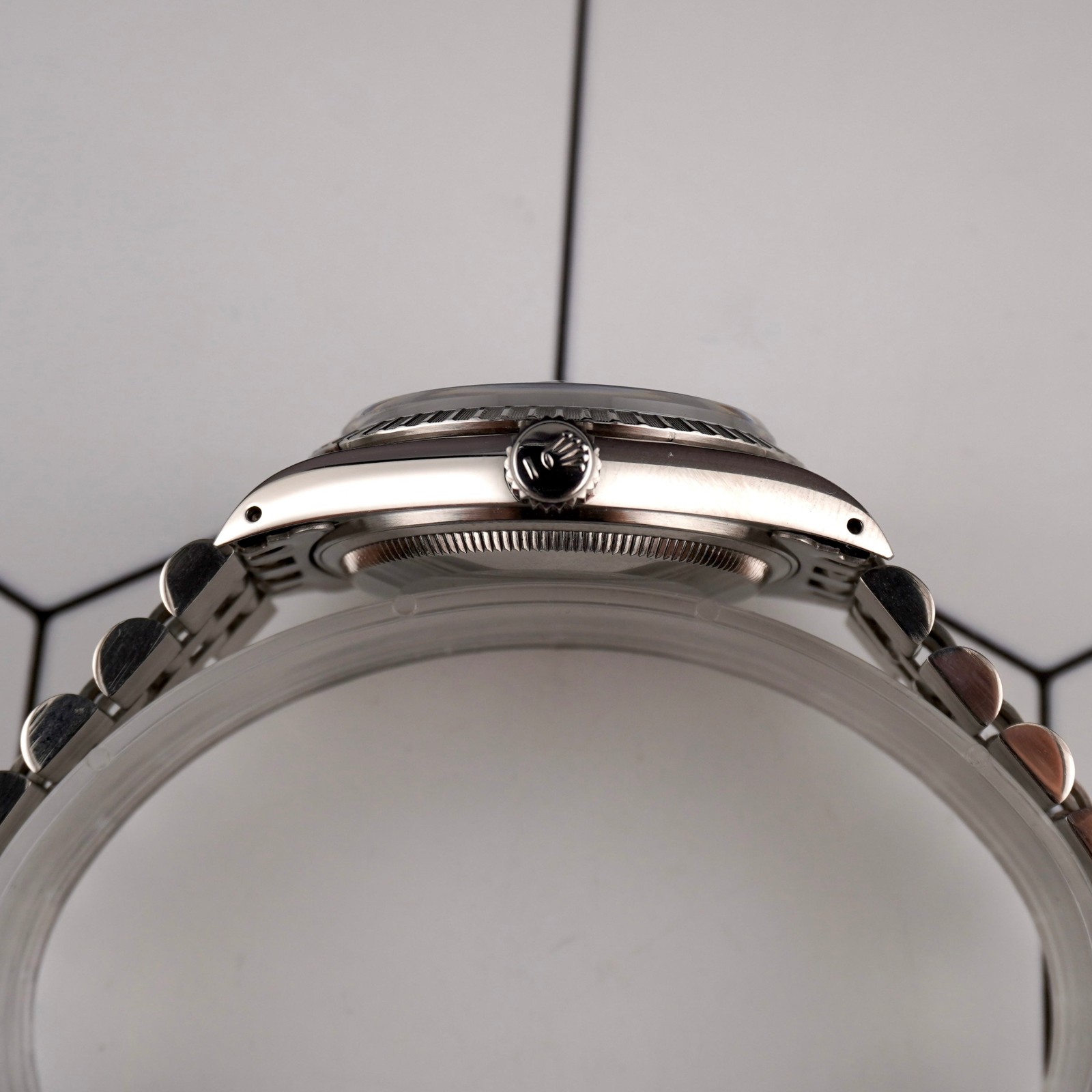 Rolex 36mm Datejust Steel Engine-Turned Grey Dial Watch