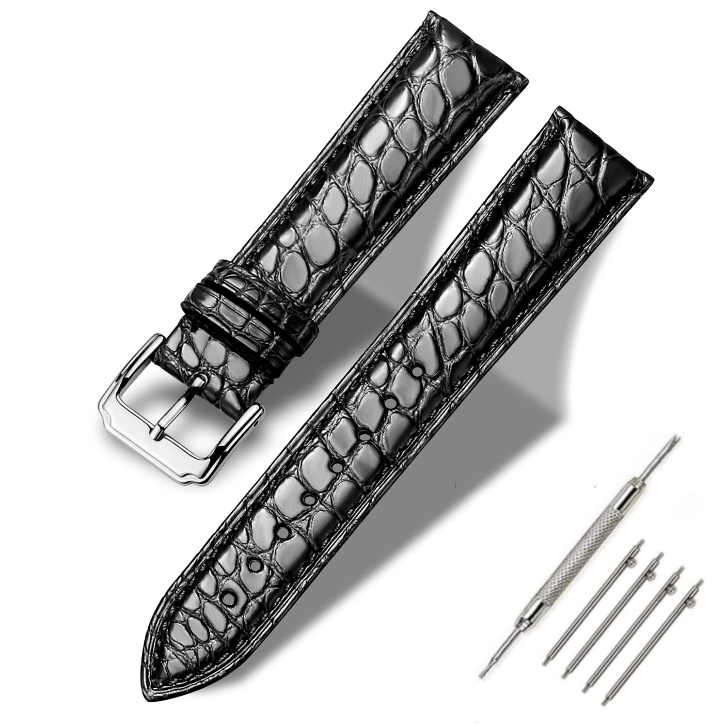 Moran Alligator Leather Quick Release Watch Band 18mm 19mm 20mm 22mm 23mm 24mm R
