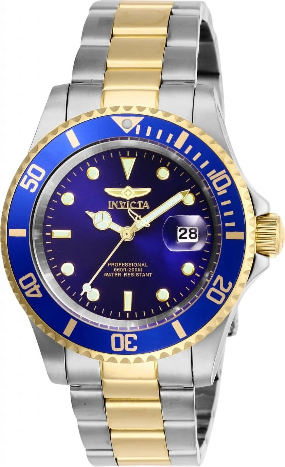 Invicta Pro Diver Men’s 40mm Quartz Watch Two Tone Blue Dial Stainless Steel