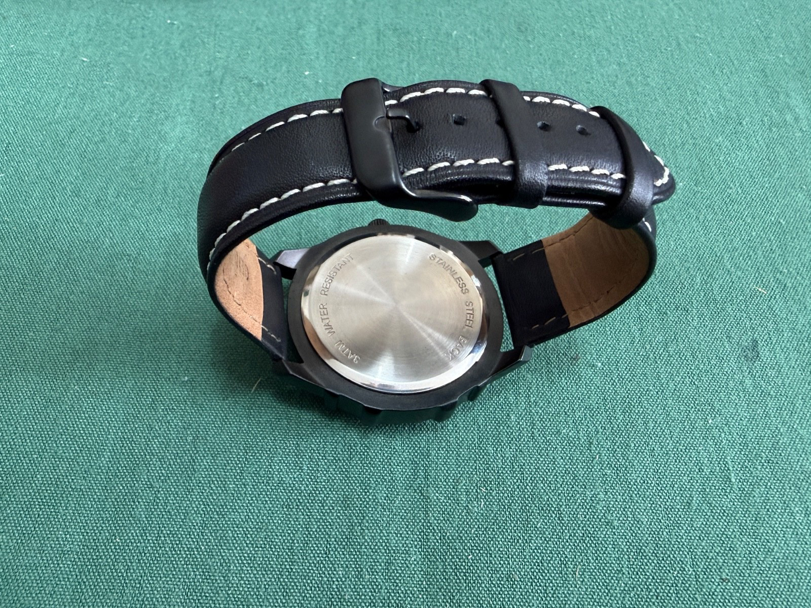 Snap On Quartz Watch Black Mens 3ATM Black Leather Strap