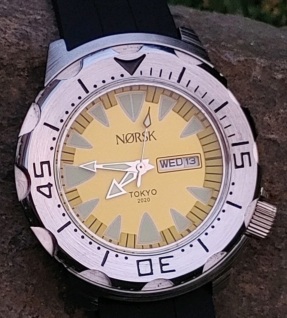 Sea Monster Diver Watch 2020 Olympics Norsk Citizen Movement Yellow Dial