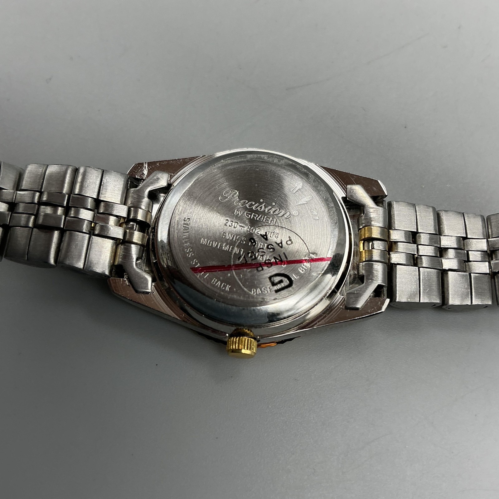 Vtg Gruen Precision Womens Watch 25mm Fluted Bezel Two Tone New Battery 7.5″