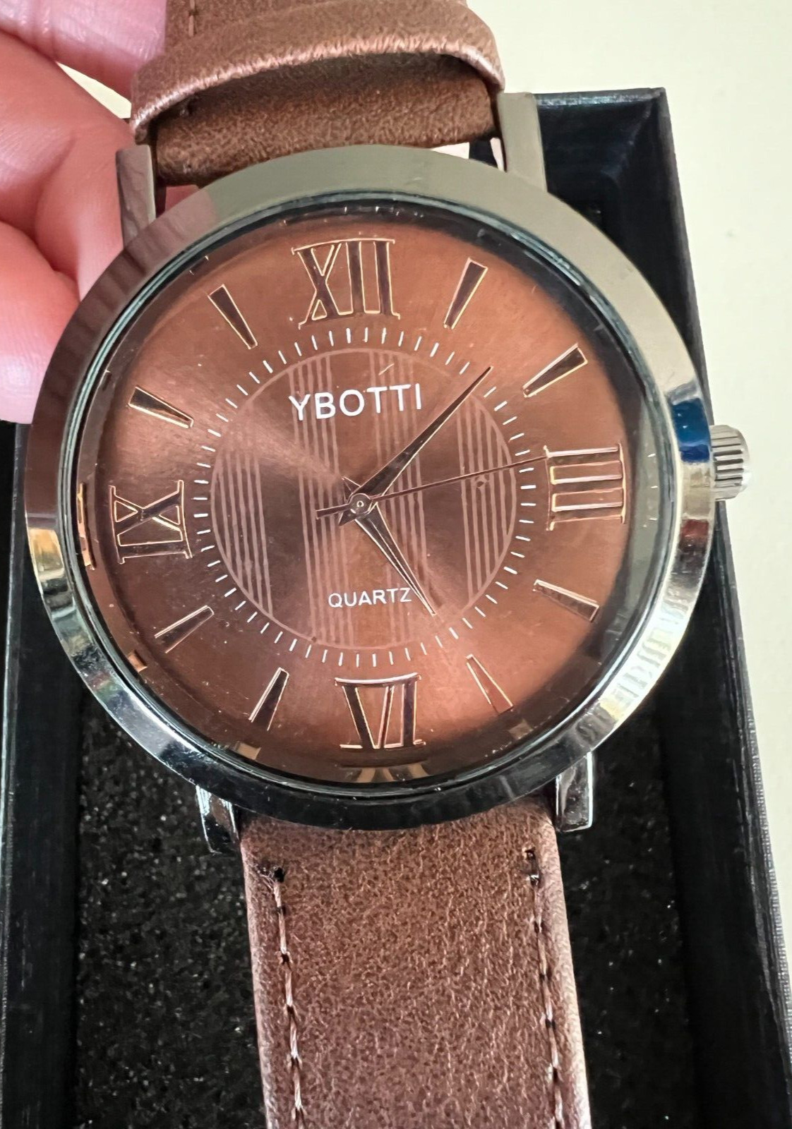 Ybotti Men’s Quartz Brown Business Casual Round Pointer Watch