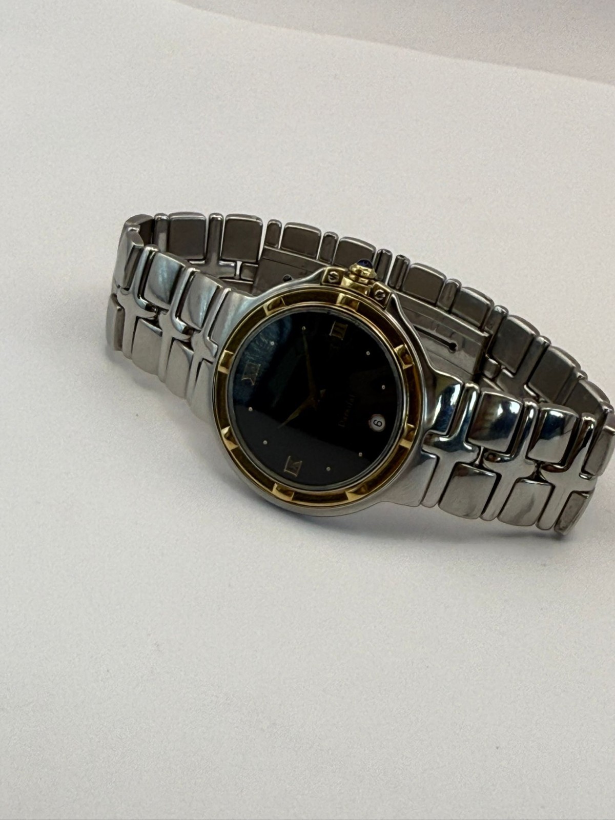 Raymond Weil Parsifal Black Dial 18k Solid Gold Bezel Mens Quartz Watch -Working