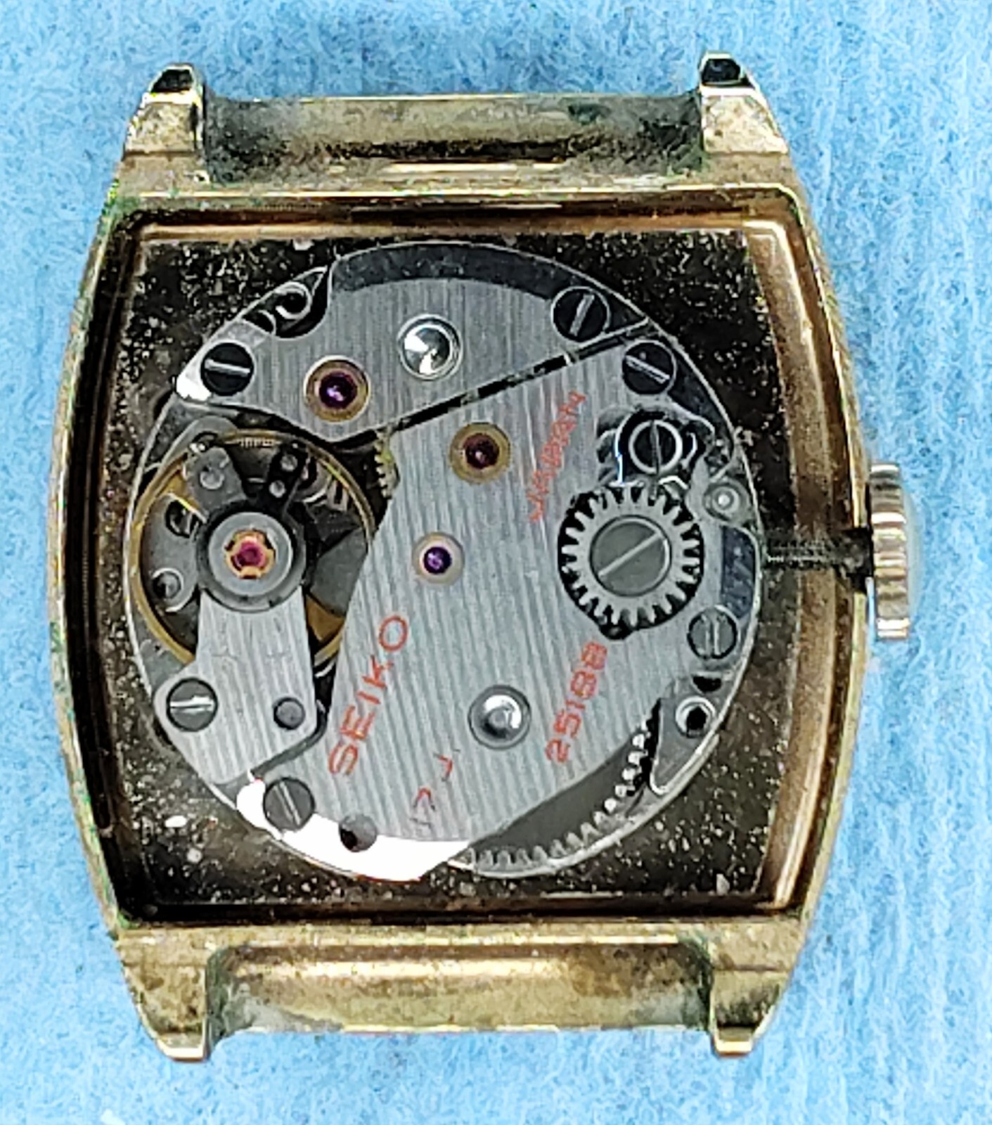 womens Vintage Seiko Crosshair Rectangle Tank Manual 2518-3070 Watch parts lot