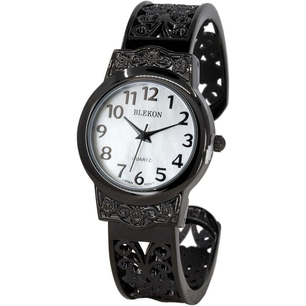 Blekon Women’s Japanese Quartz Cuff Bangle Watch – Elegant 28mm Case Design
