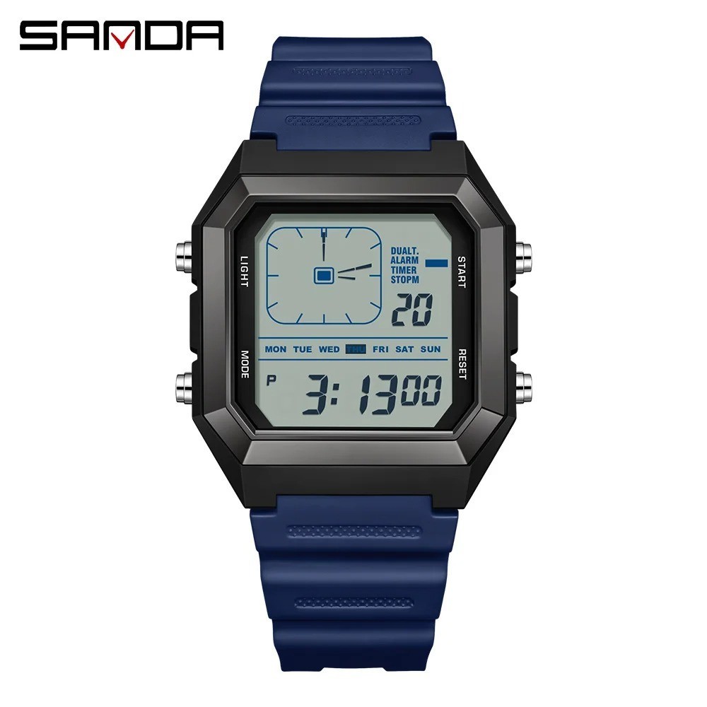 SANDA Men’s Digital Sports Watch Waterproof Luminous Chronograph Silicone