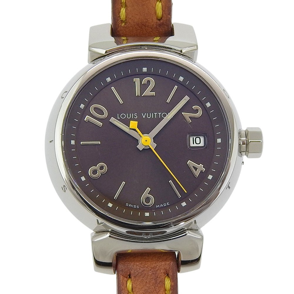 LOUIS VUITTON Tambour Watches Q1211 blackDial Stainless Steel/leather Quar…