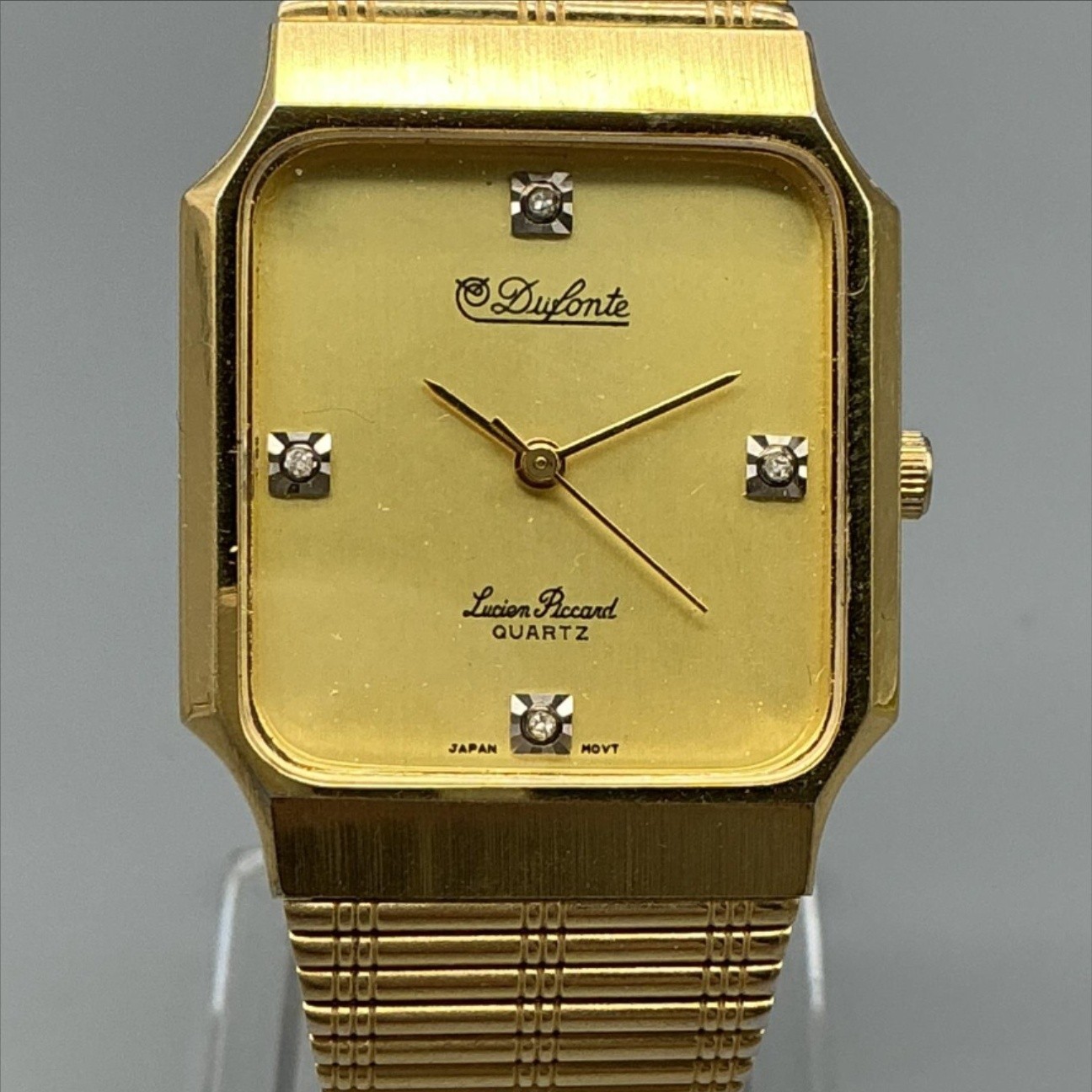 Vintage Dufonte Lucien Piccard Womens Watch 28mm Gold Tone Rectangle New Battery