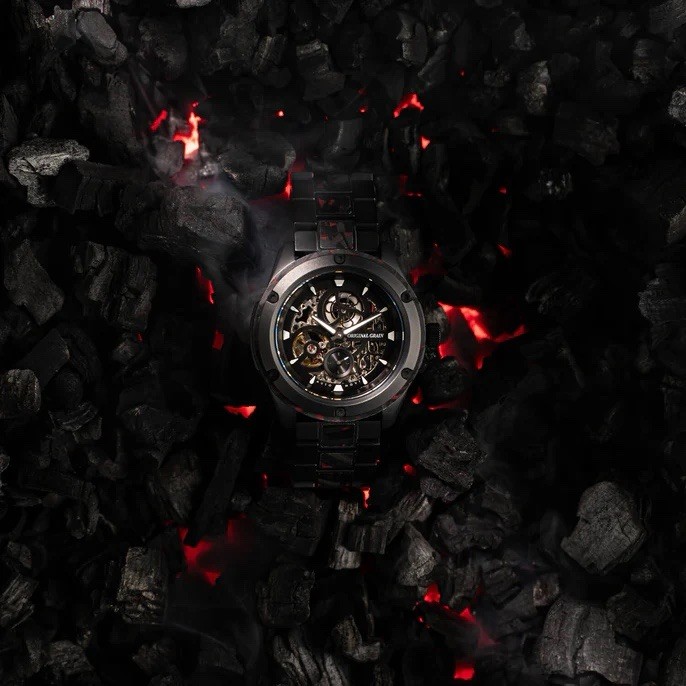BRAND NEW ORIGINAL GRAIN RUGGED FOREST FIRE EMBER AUTOMATIC 44MM MENS WATCH