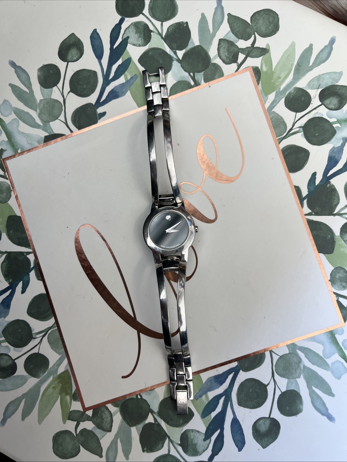 Movado Amorosa Women’s Black Dial Stainless Steel Watch – 0606893 ($695 MSRP)