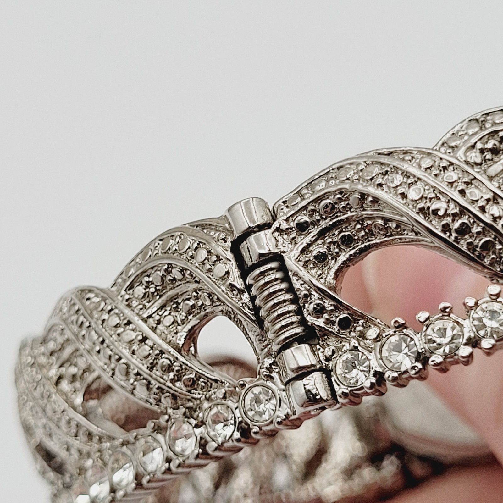 Xanadu Peekaboo Bangle Bracelet Watch Clear Black Rhinestones Hidden Face Works