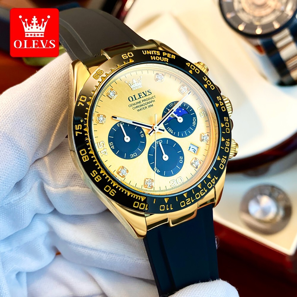 Waterproof Quartz OLEVS Watch Luxury Business Luminous Men’s Date Strap
